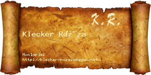 Klecker Róza névjegykártya